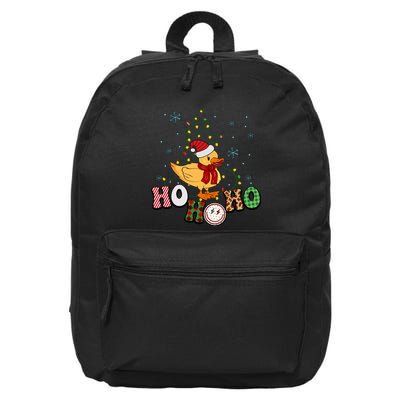 Ho Ho Ho Duck Funny Christmas Lights Gift 16 in Basic Backpack
