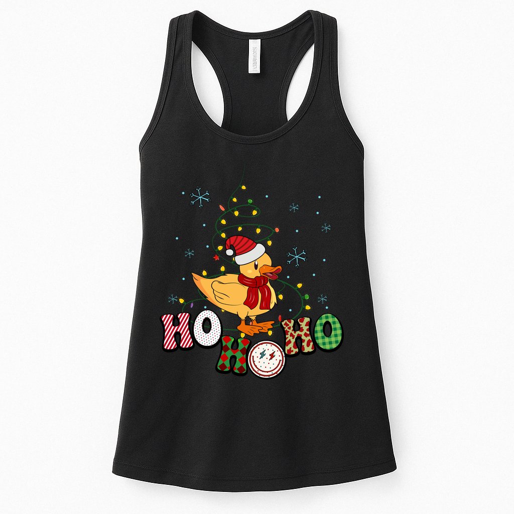 Ho Ho Ho Duck Funny Christmas Lights Gift Womens Tank Top