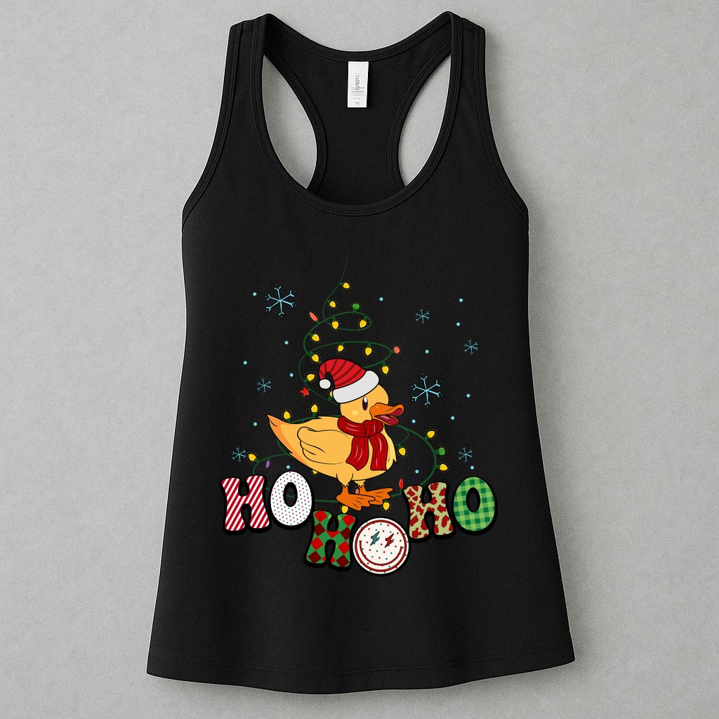 Ho Ho Ho Duck Funny Christmas Lights Gift Womens Tank Top