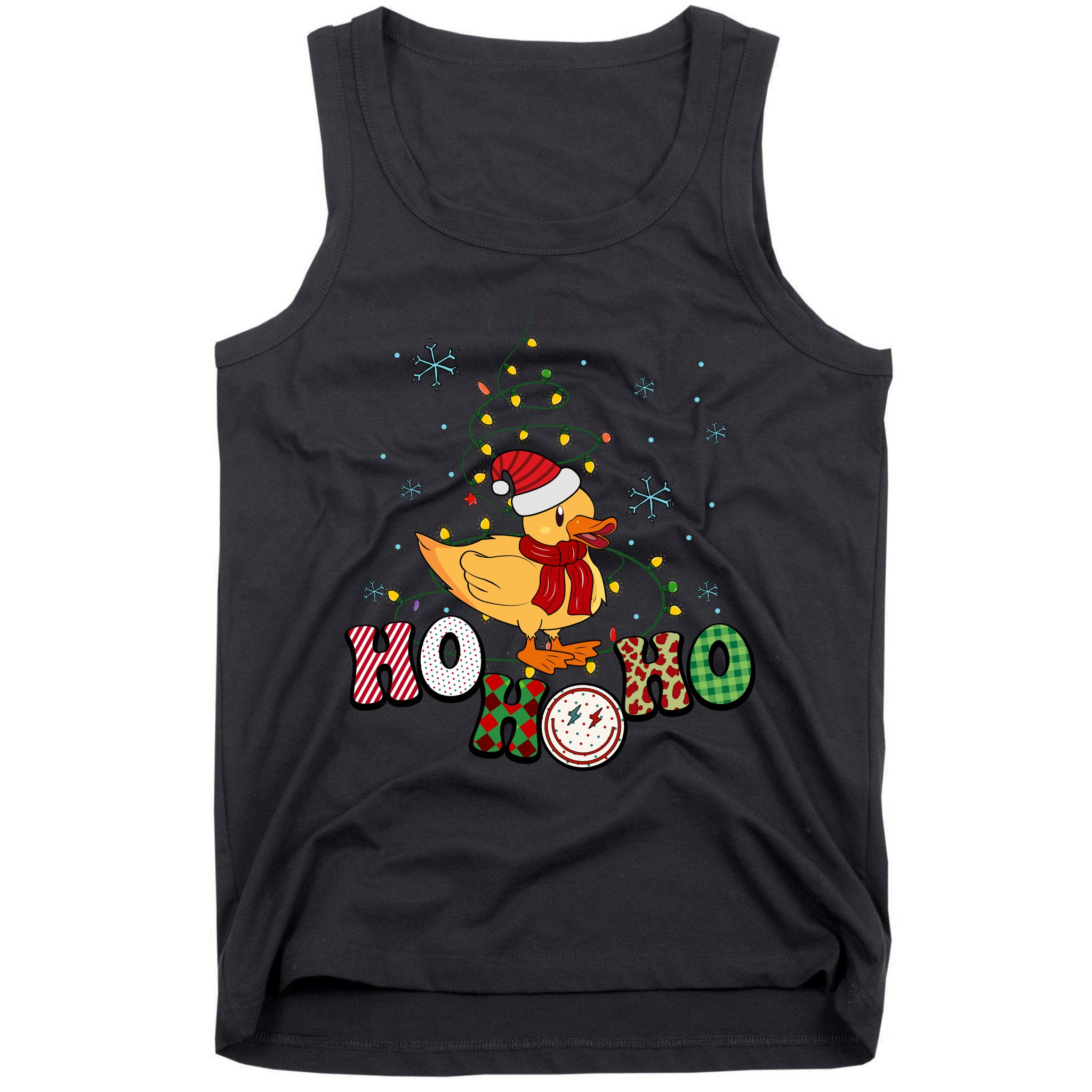 Ho Ho Ho Duck Funny Christmas Lights Gift Tank Top