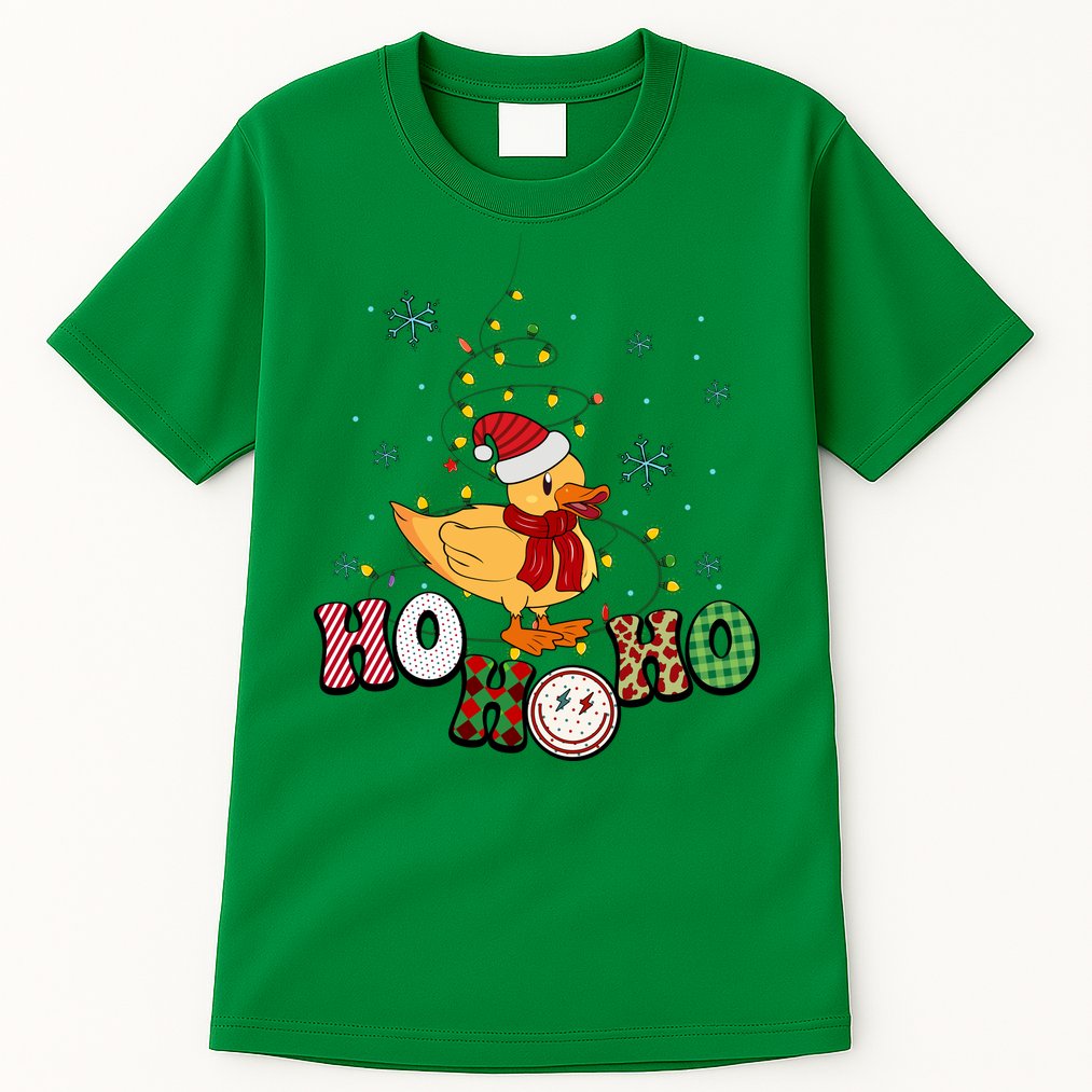 Ho Ho Ho Duck Funny Christmas Lights Gift Tall T-Shirt