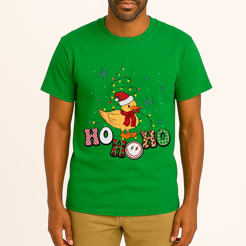 Ho Ho Ho Duck Funny Christmas Lights Gift Tall T-Shirt