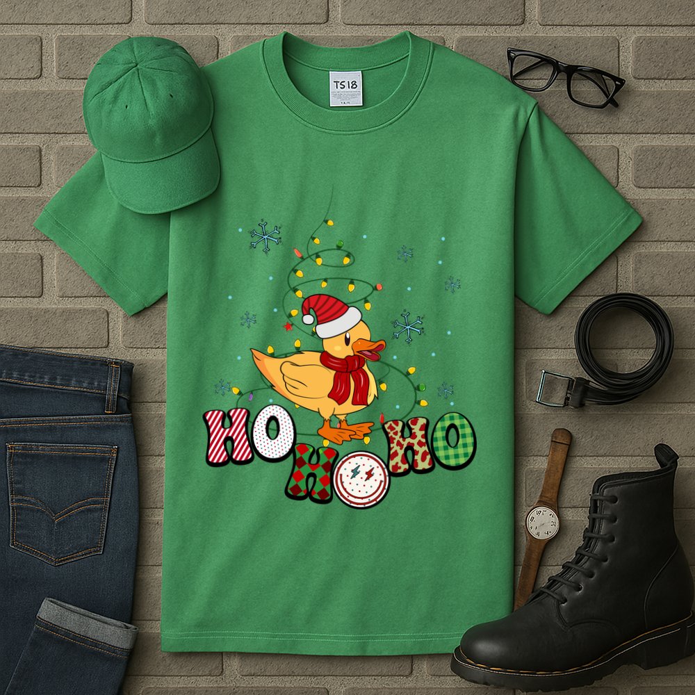 Ho Ho Ho Duck Funny Christmas Lights Gift Tall T-Shirt