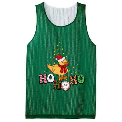 Ho Ho Ho Duck Funny Christmas Lights Gift Mesh Reversible Basketball Jersey Tank