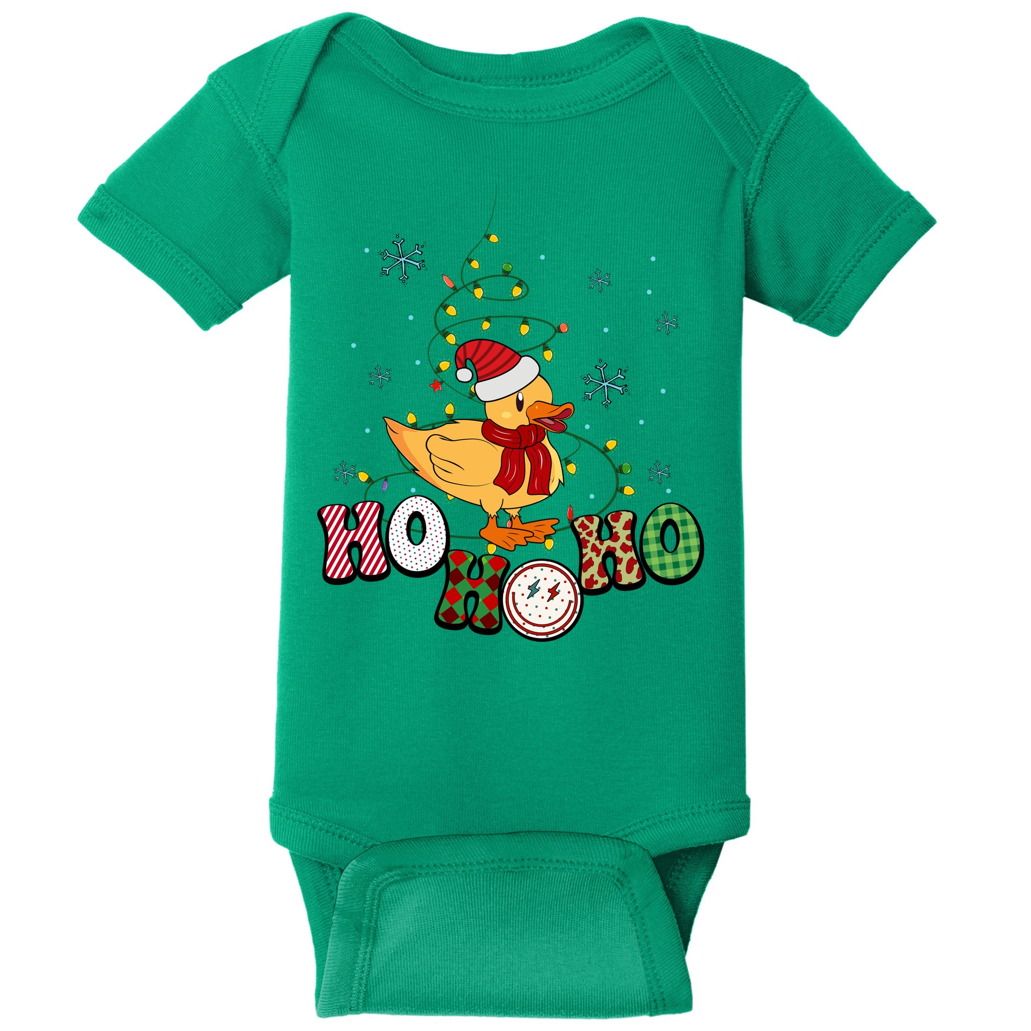 Ho Ho Ho Duck Funny Christmas Lights Gift Baby Bodysuit