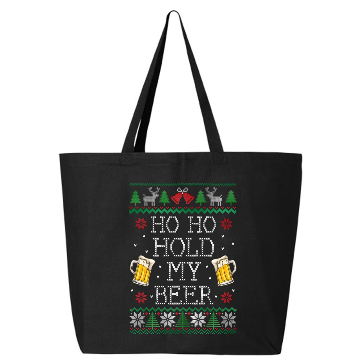 Ho Ho Hold My Beer Christmas Ugly Sweater Gift 25L Jumbo Tote