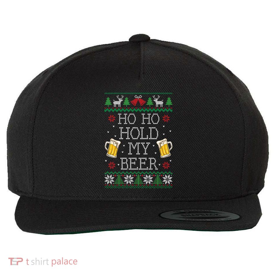 Ho Ho Hold My Beer Christmas Ugly Sweater Gift Wool Snapback Cap