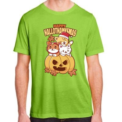 Happy Hallothanksmas Holiday Cats Adult ChromaSoft Performance T-Shirt