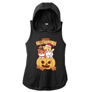 Happy Hallothanksmas Holiday Cats Ladies PosiCharge Tri-Blend Wicking Draft Hoodie Tank