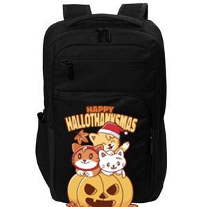 Happy Hallothanksmas Holiday Cats Impact Tech Backpack