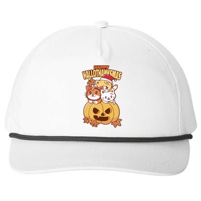 Happy Hallothanksmas Holiday Cats Snapback Five-Panel Rope Hat