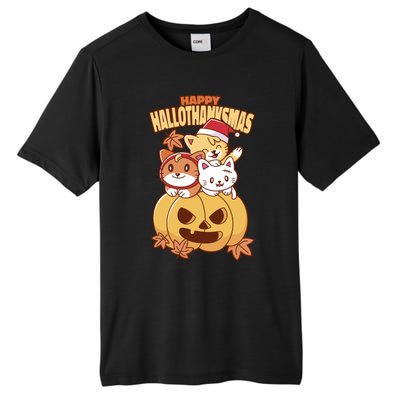 Happy Hallothanksmas Holiday Cats Tall Fusion ChromaSoft Performance T-Shirt