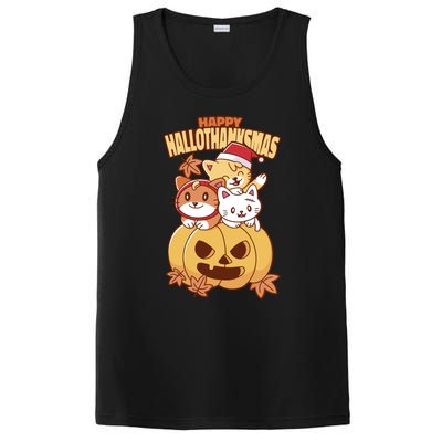 Happy Hallothanksmas Holiday Cats PosiCharge Competitor Tank