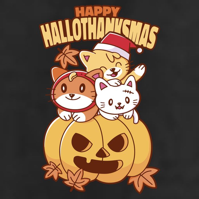 Happy Hallothanksmas Holiday Cats Trucker Hat