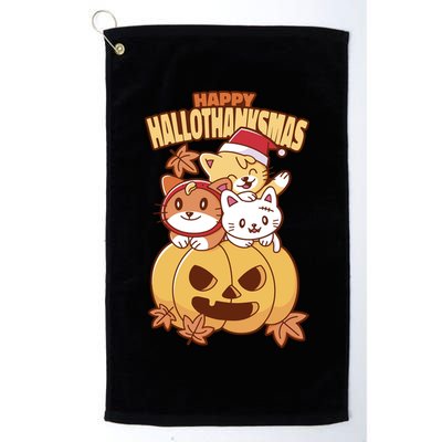 Happy Hallothanksmas Holiday Cats Golf Towel