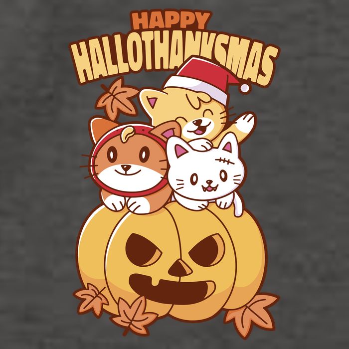 Happy Hallothanksmas Holiday Cats Vector Backpack