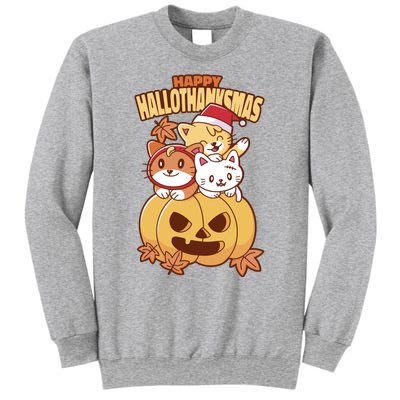 Happy Hallothanksmas Holiday Cats Sweatshirt