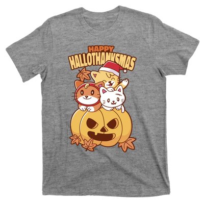 Happy Hallothanksmas Holiday Cats T-Shirt