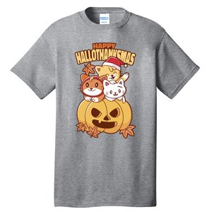 Happy Hallothanksmas Holiday Cats Tall T-Shirt