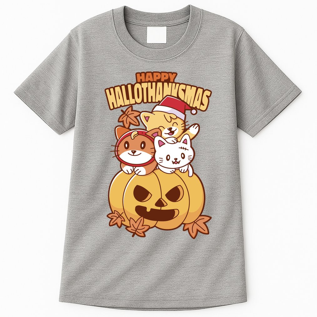 Happy Hallothanksmas Holiday Cats Tall T-Shirt