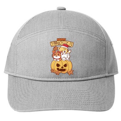 Happy Hallothanksmas Holiday Cats 7-Panel Snapback Hat