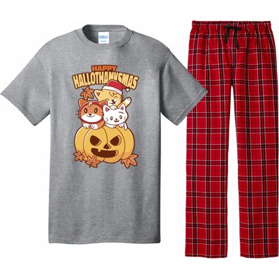 Happy Hallothanksmas Holiday Cats Pajama Set