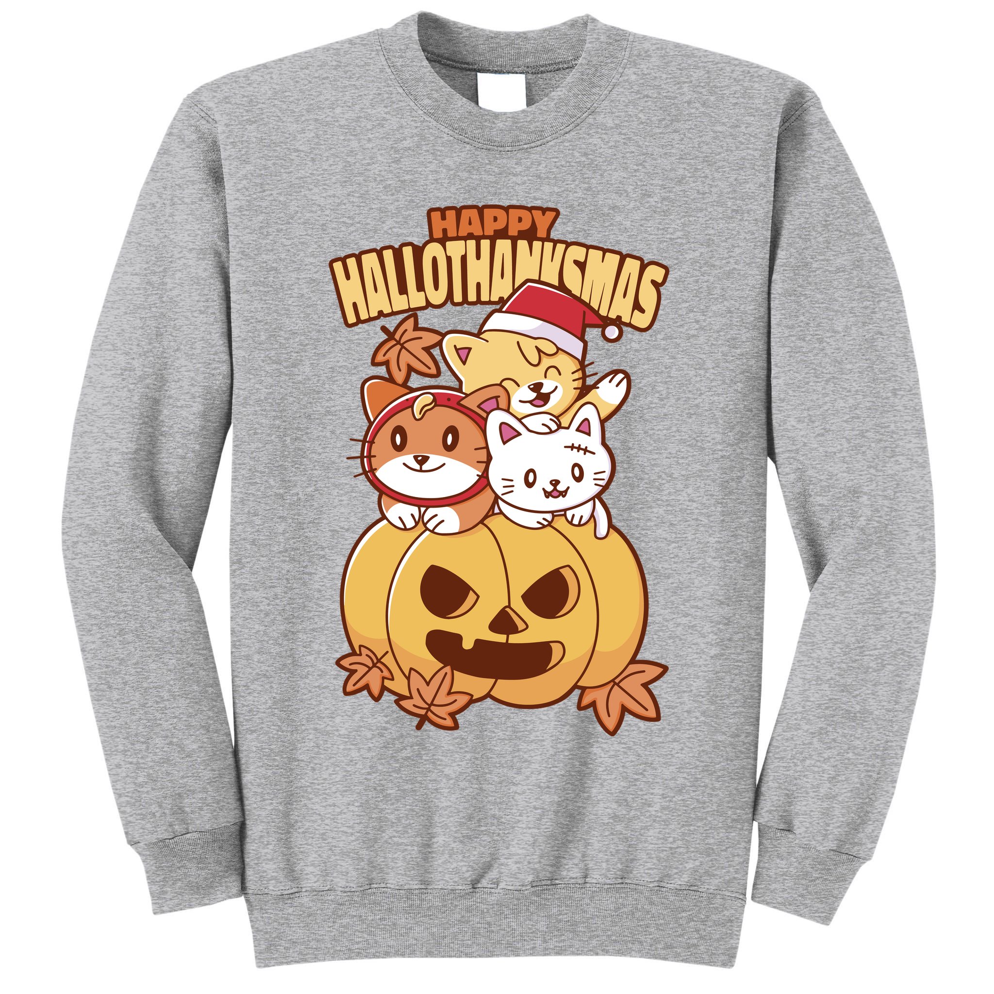Happy Hallothanksmas Holiday Cats Tall Sweatshirt