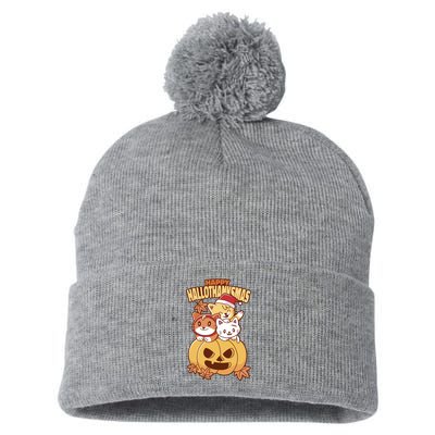 Happy Hallothanksmas Holiday Cats Pom Pom 12in Knit Beanie