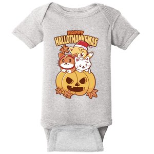 Happy Hallothanksmas Holiday Cats Baby Bodysuit