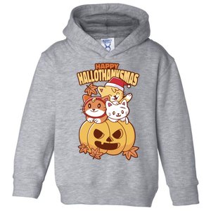 Happy Hallothanksmas Holiday Cats Toddler Hoodie