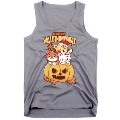 Happy Hallothanksmas Holiday Cats Tank Top