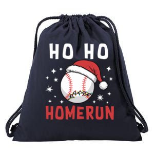 Ho Ho Homerun Christmas Baseball Player Santa Hat Great Gift Drawstring Bag