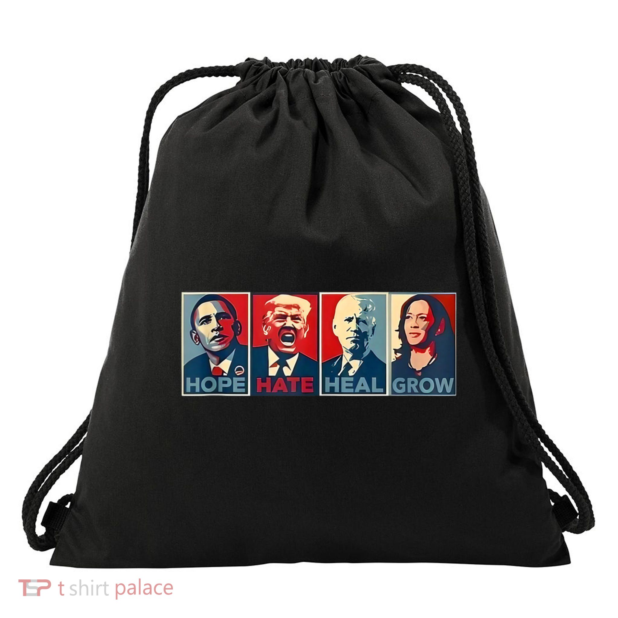 Hope Hate Heal Grow Drawstring Bag