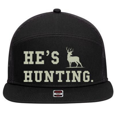 Hes Hunting 7 Panel Mesh Trucker Snapback Hat