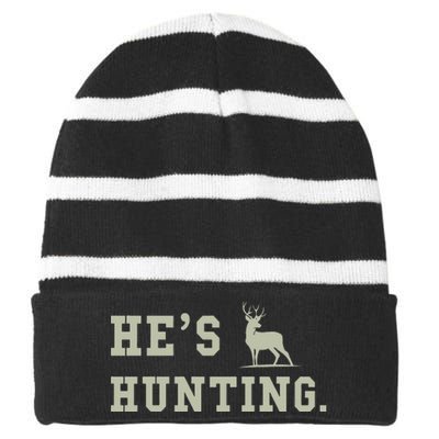 Hes Hunting Striped Beanie with Solid Band