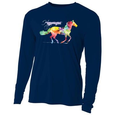 Horse Happiness Horse Lover Equestrian Design Cooling Performance Long Sleeve Crew