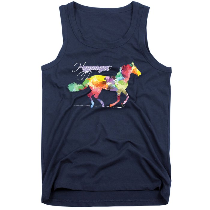 Horse Happiness Horse Lover Equestrian Design Tank Top