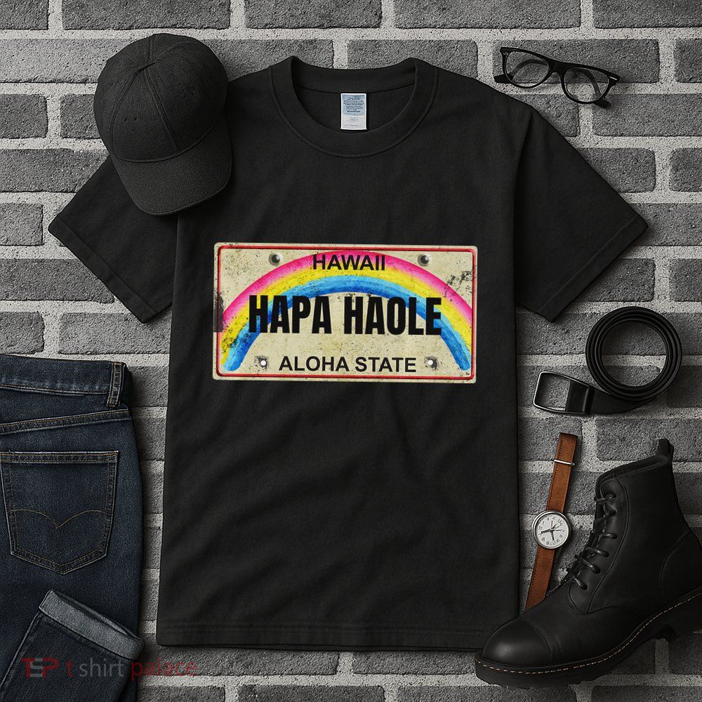 Hapa Haole Hawaiian License Plate Tall T-Shirt