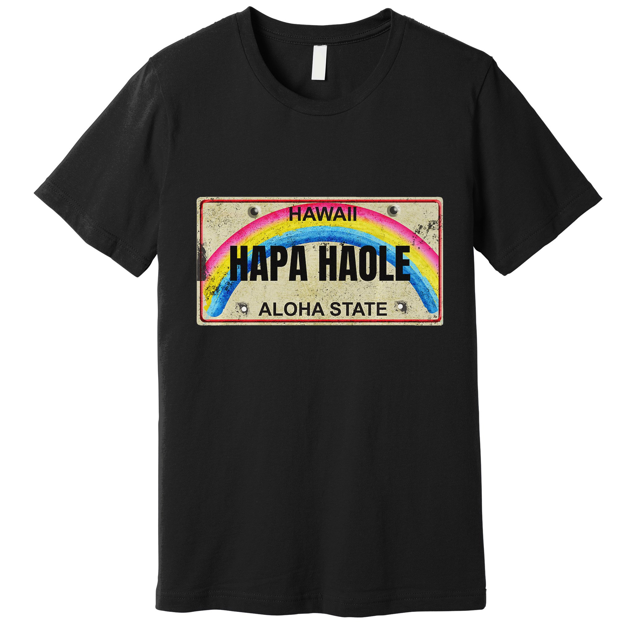Hapa Haole Hawaiian License Plate Premium T-Shirt