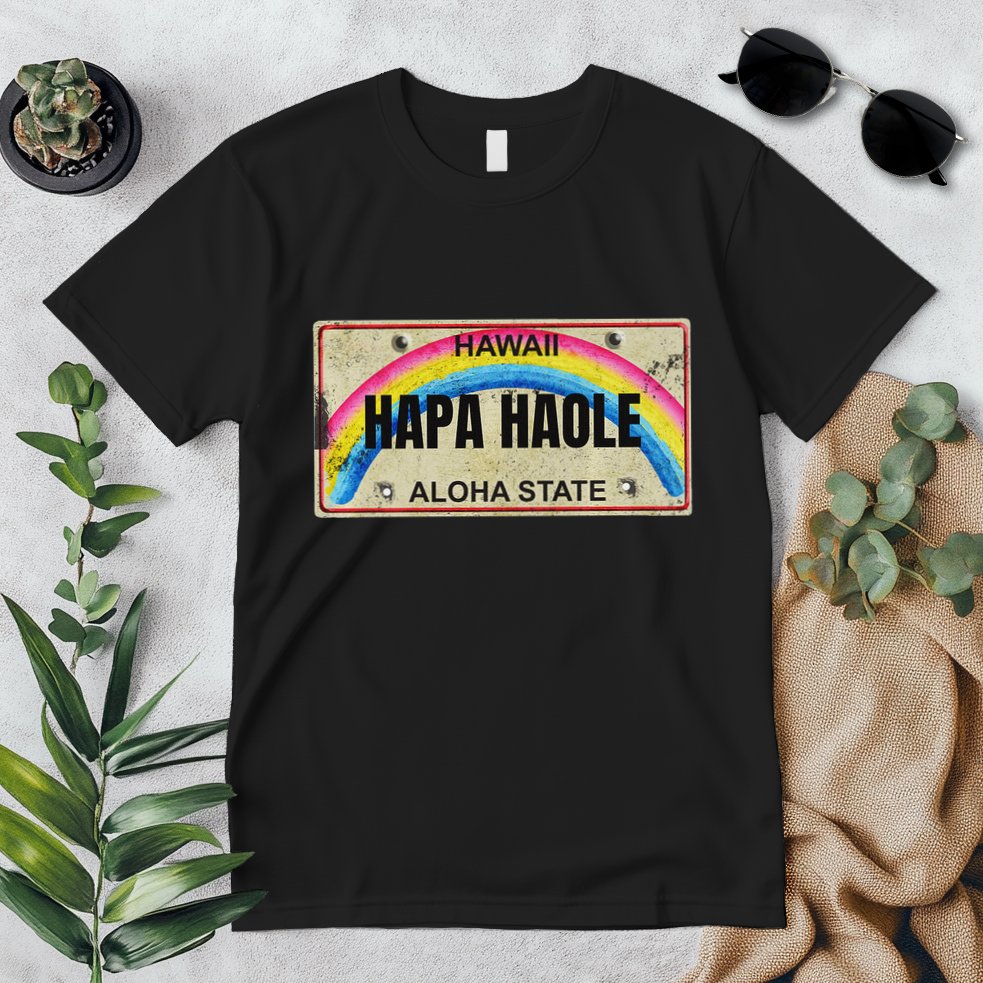Hapa Haole Hawaiian License Plate Premium T-Shirt