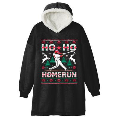 Ho Ho Homerun Christmas Baseball Gift Hooded Wearable Blanket