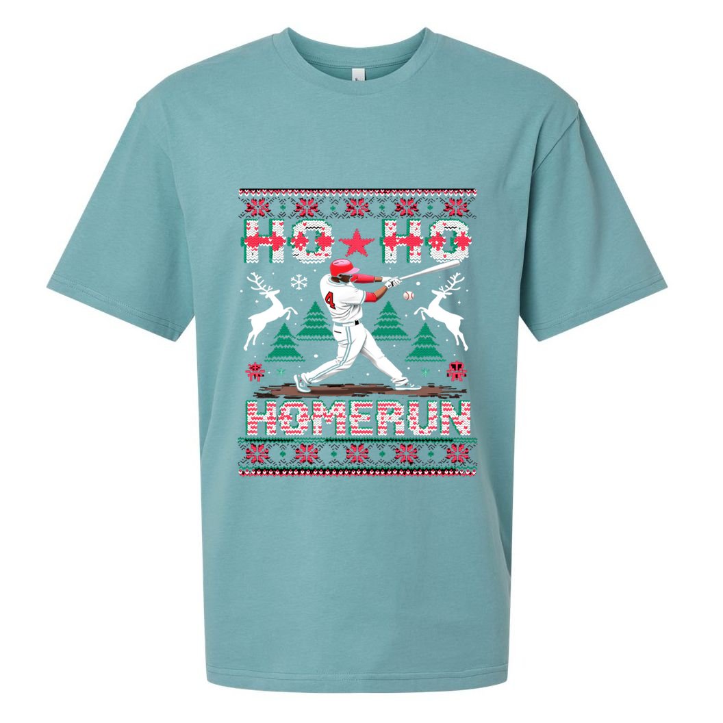 Ho Ho Homerun Christmas Baseball Gift Sueded Cloud Jersey T-Shirt