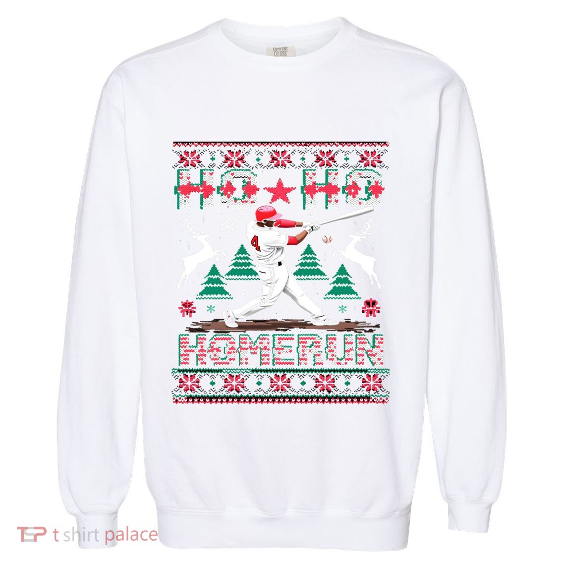 Ho Ho Homerun Christmas Baseball Gift Garment-Dyed Sweatshirt