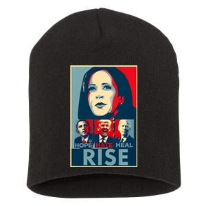 Hope Hate Heal Grow Rise President Kamala Harris Campaign Short Acrylic Beanie