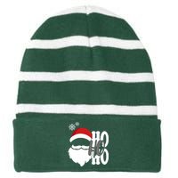 Ho Ho Ho Santa Claus Cozy Christmas Striped Beanie with Solid Band