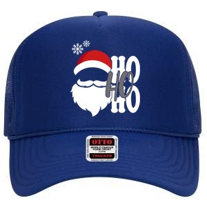 Ho Ho Ho Santa Claus Cozy Christmas High Crown Mesh Back Trucker Hat