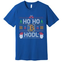 Ho Ho Hodl Hodling Through The Snow Ugly Christmas Sweater Gift Premium T-Shirt