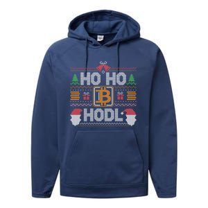 Ho Ho Hodl Hodling Through The Snow Ugly Christmas Sweater Gift Performance Fleece Hoodie