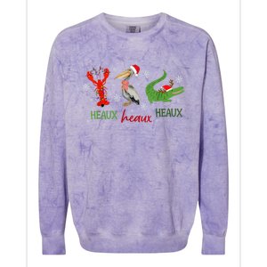 Heaux Heaux Heaux Cajun Christmas Crawfish Pelican Alligator Colorblast Crewneck Sweatshirt