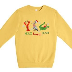 Heaux Heaux Heaux Cajun Christmas Crawfish Pelican Alligator Premium Crewneck Sweatshirt